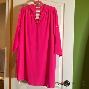 💗💗 hot pink midi three-quarter sleeves dress lined NWT size XL p2p 23💗💗